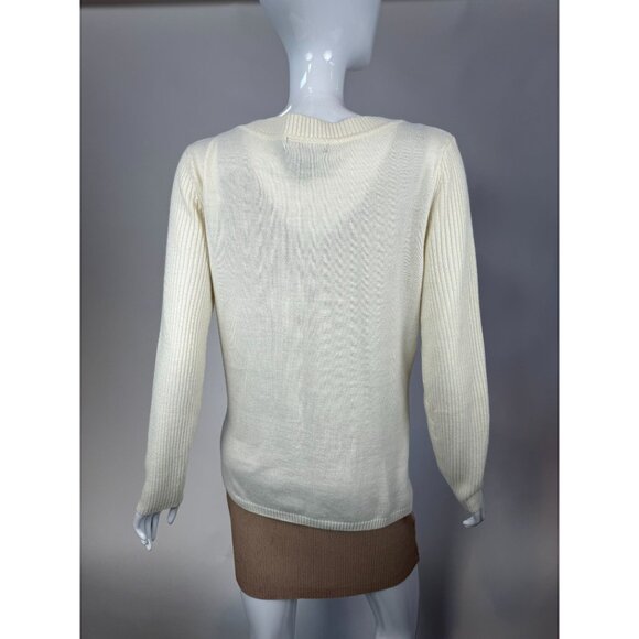 Womens Verve Ami Ivory Cable Knit Sweater Ribbed Acrylic Blend Long Sleeves XL - Picture 4 of 16